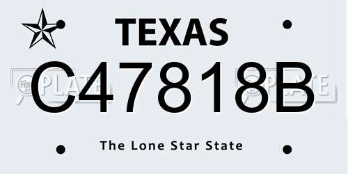 C47818B Texas License Plate