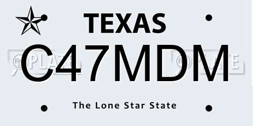 C47MDM Texas License Plate
