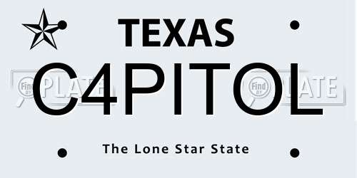C4PITOL Texas License Plate