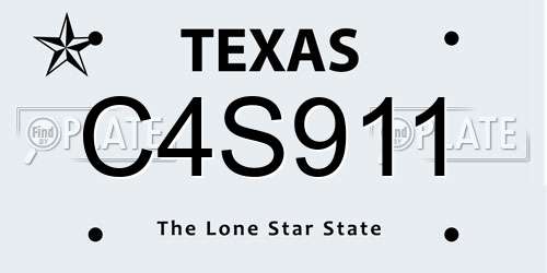 C4S911 Texas License Plate