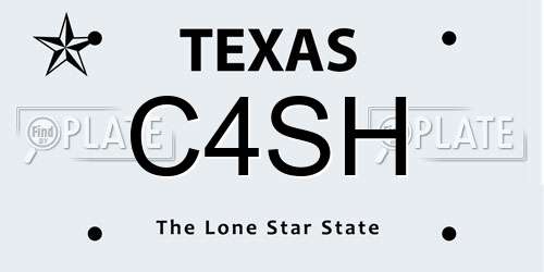 C4SH Texas License Plate
