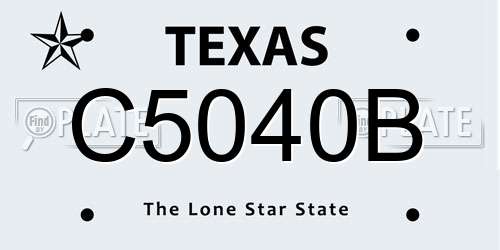 C5040B Texas License Plate