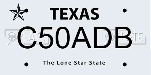 C50ADB Texas License Plate