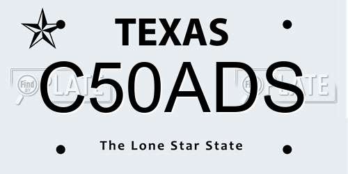 C50ADS Texas License Plate