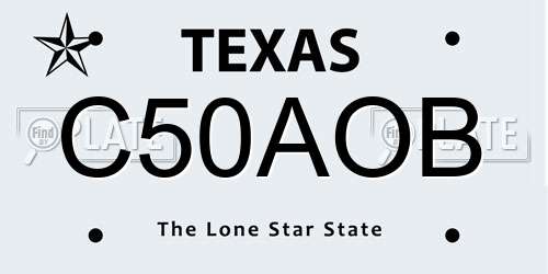 C50AOB Texas License Plate