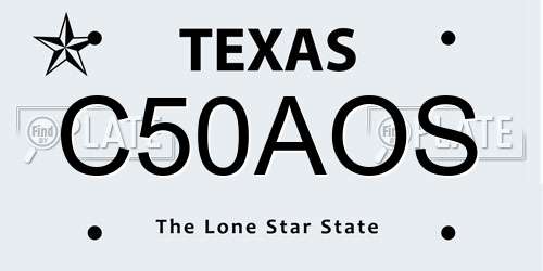 C50AOS Texas License Plate