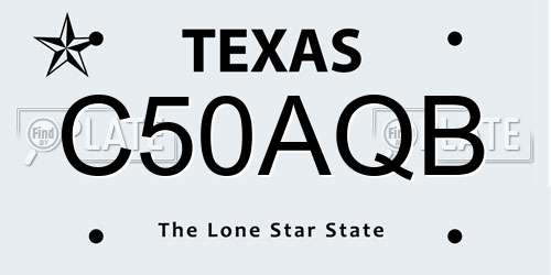 C50AQB Texas License Plate