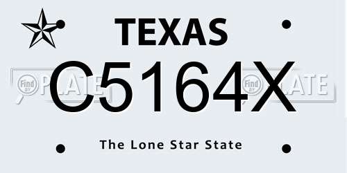 C5164X Texas License Plate