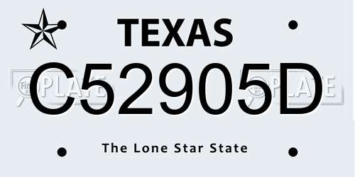 C52905D Texas License Plate