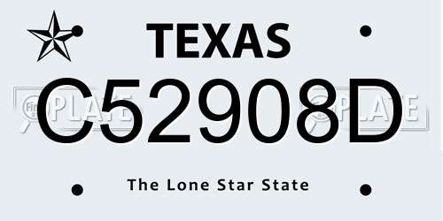 C52908D Texas License Plate