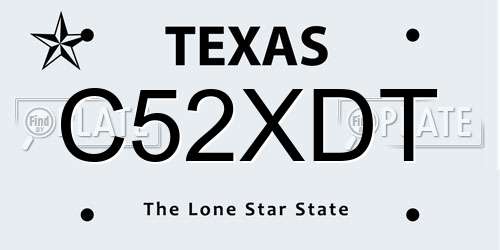 C52XDT Texas License Plate