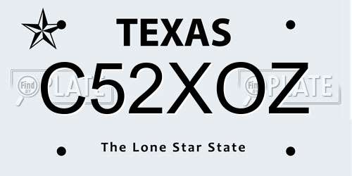 C52XOZ Texas License Plate