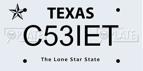 C53IET Texas License Plate