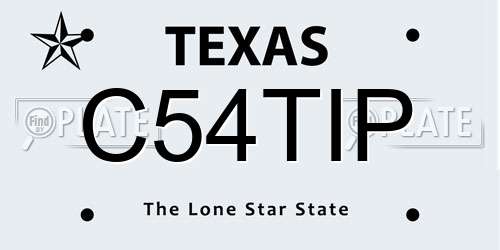 C54TIP Texas License Plate