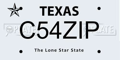 C54ZIP Texas License Plate