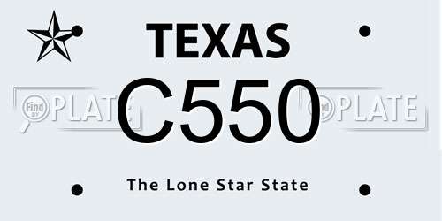 C550 Texas License Plate