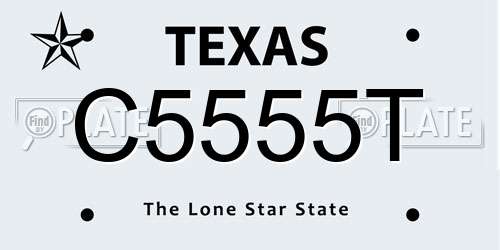 C5555T Texas License Plate
