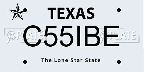 C55IBE Texas License Plate