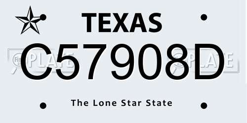 C57908D Texas License Plate