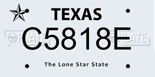 C5818E Texas License Plate