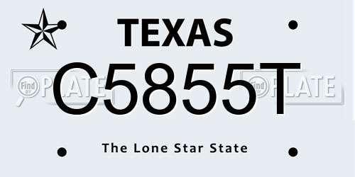 C5855T Texas License Plate