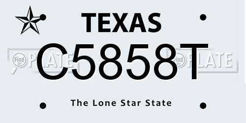 C5858T Texas License Plate