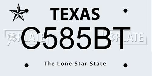 C585BT Texas License Plate