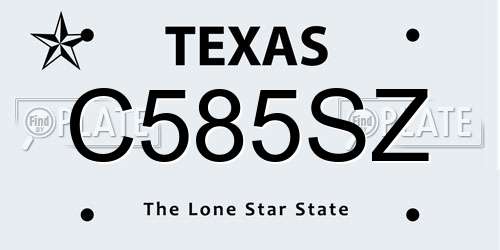 C585SZ Texas License Plate