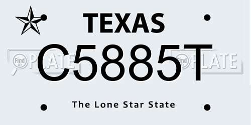 C5885T Texas License Plate