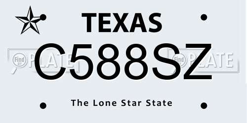 C588SZ Texas License Plate