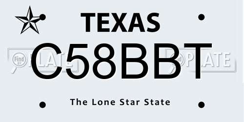 C58BBT Texas License Plate