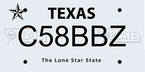 C58BBZ Texas License Plate