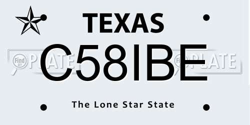 C58IBE Texas License Plate