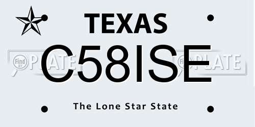 C58ISE Texas License Plate