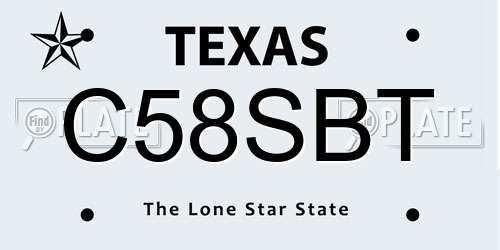 C58SBT Texas License Plate