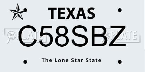 C58SBZ Texas License Plate