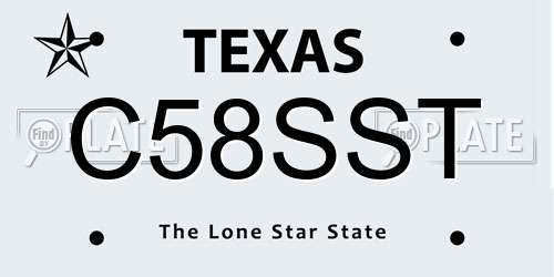 C58SST Texas License Plate