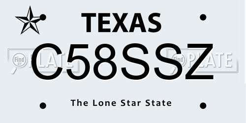 C58SSZ Texas License Plate