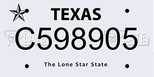 C598905 Texas License Plate