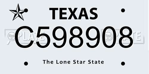 C598908 Texas License Plate