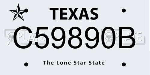 C59890B Texas License Plate
