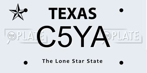 C5YA Texas License Plate
