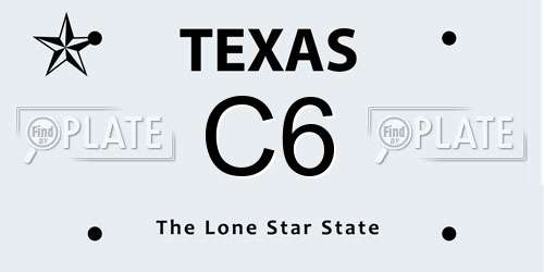 C6 Texas License Plate