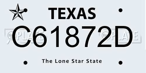 C61872D Texas License Plate