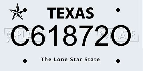 C61872O Texas License Plate