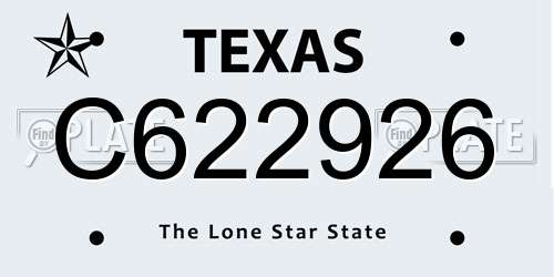 C622926 Texas License Plate