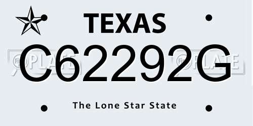 C62292G Texas License Plate