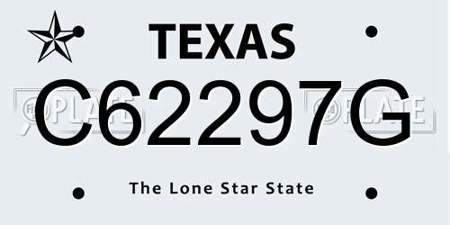 C62297G Texas License Plate