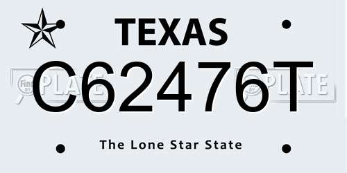 C62476T Texas License Plate