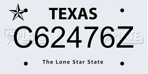 C62476Z Texas License Plate